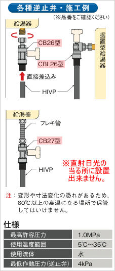 13A（HIVP）×G1/2 HI接続・逆止弁付ボールバルブ（ナット付）/オンダ