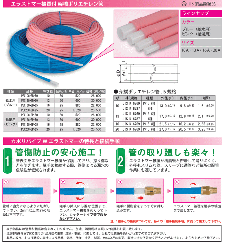 はイメージ オンダ（ONDA） 架橋ポリエチレン管 被覆カポリパイプW（｜リライフプラザ【ポンパレモール】 または